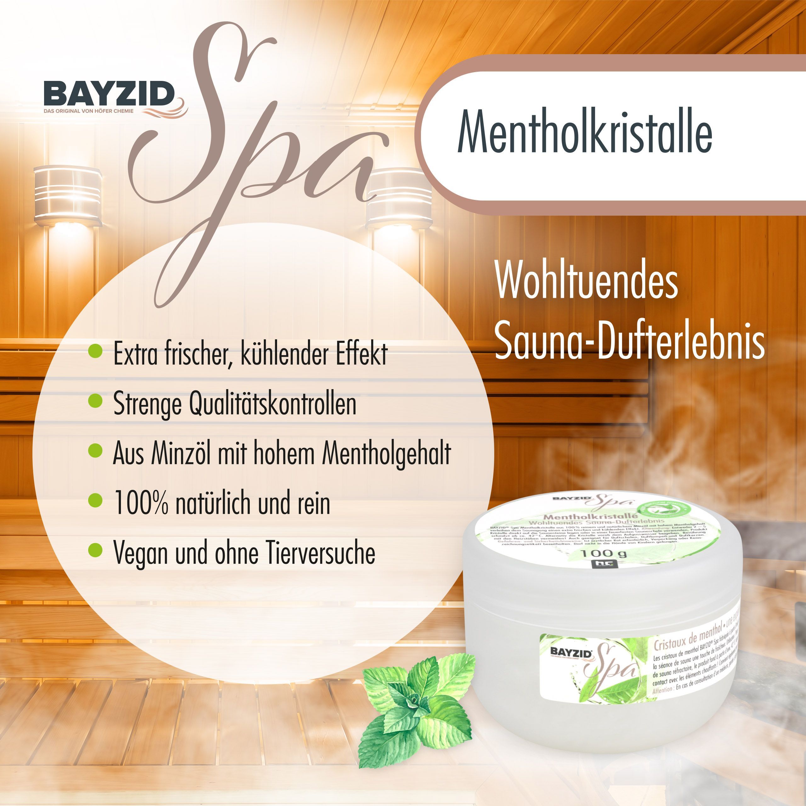 100 g BAYZID® SPA Mentholkristalle für die Sauna