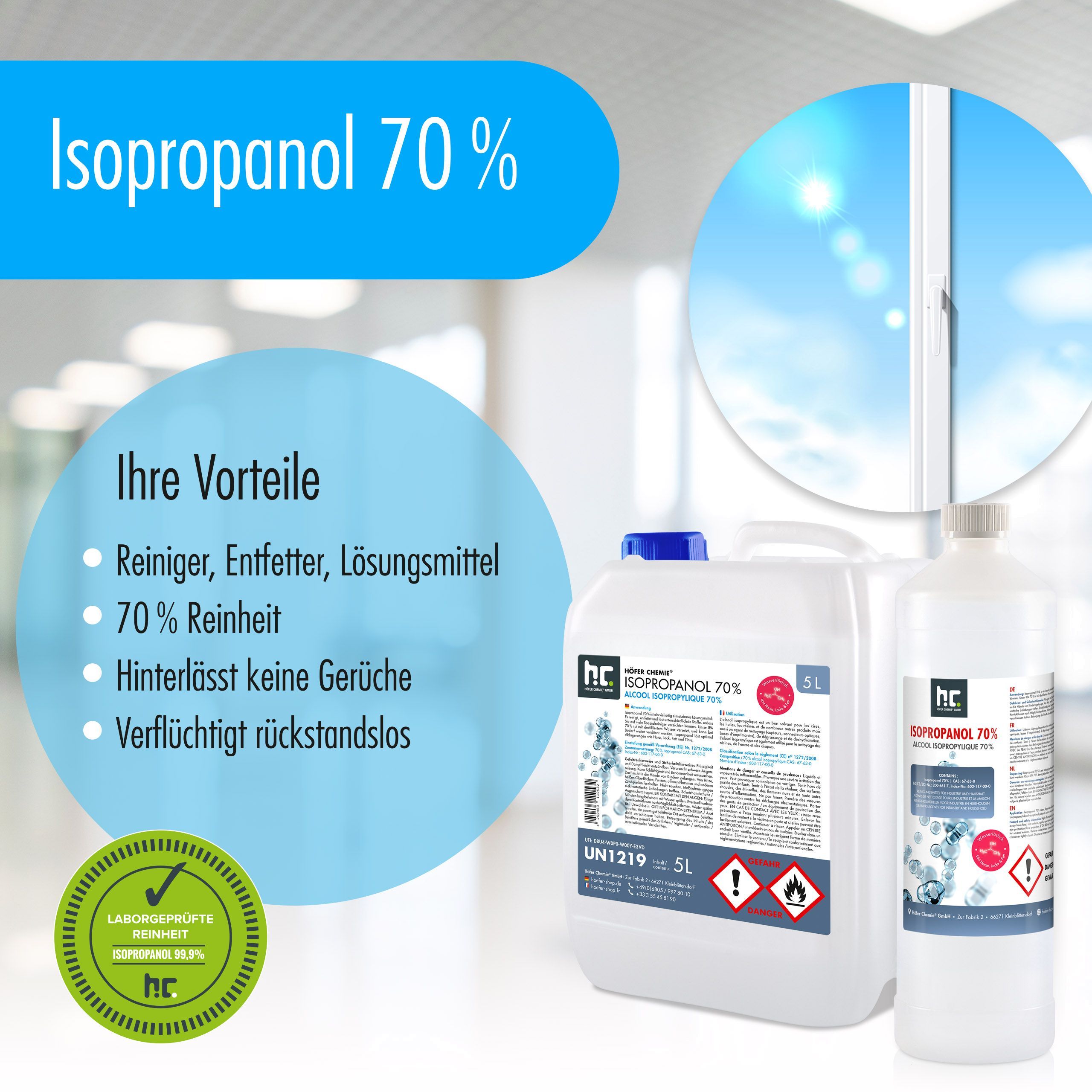 250 ml Isopropanol 70% in Sprühflaschen