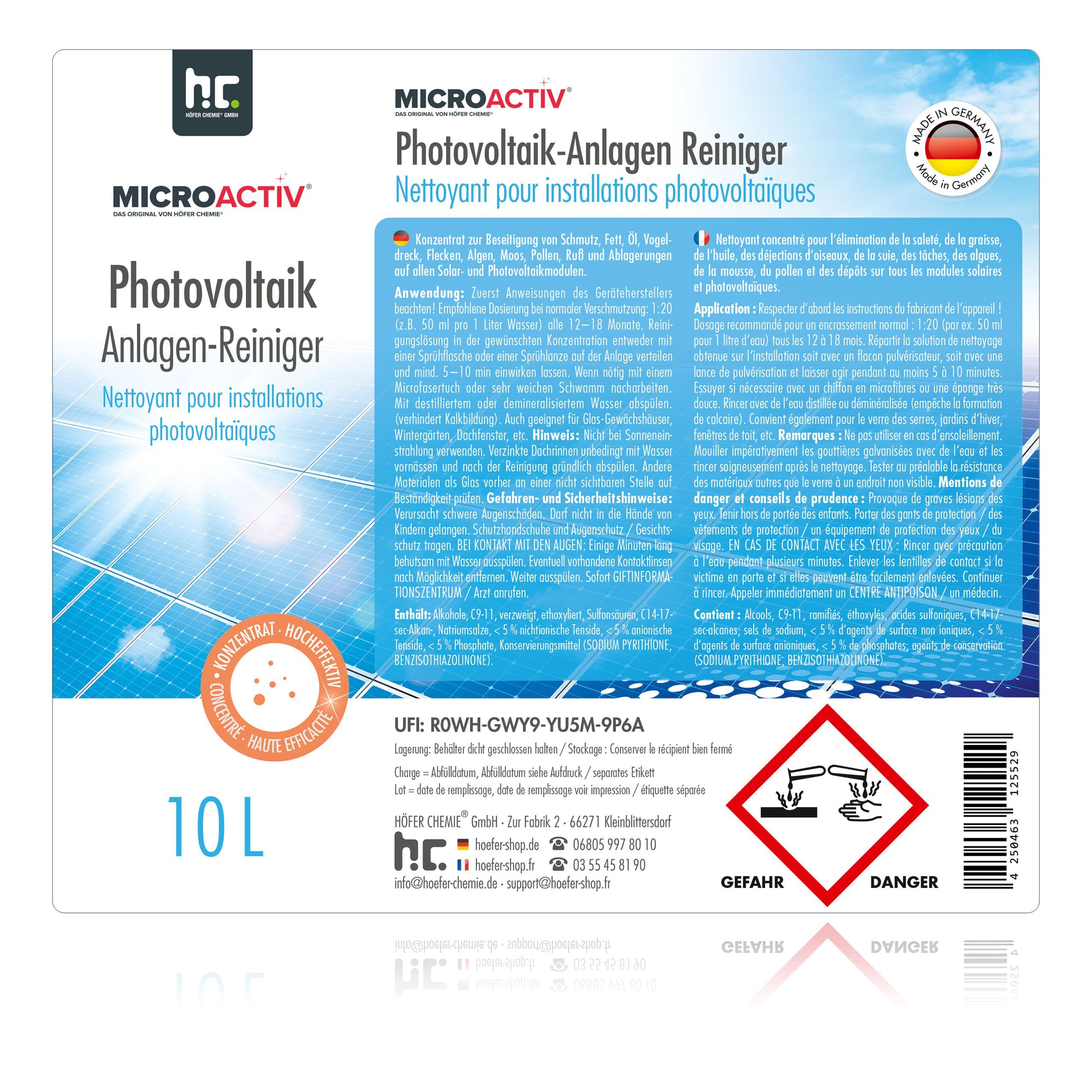 10 L Microactiv® Photovoltaik Anlagen Reiniger