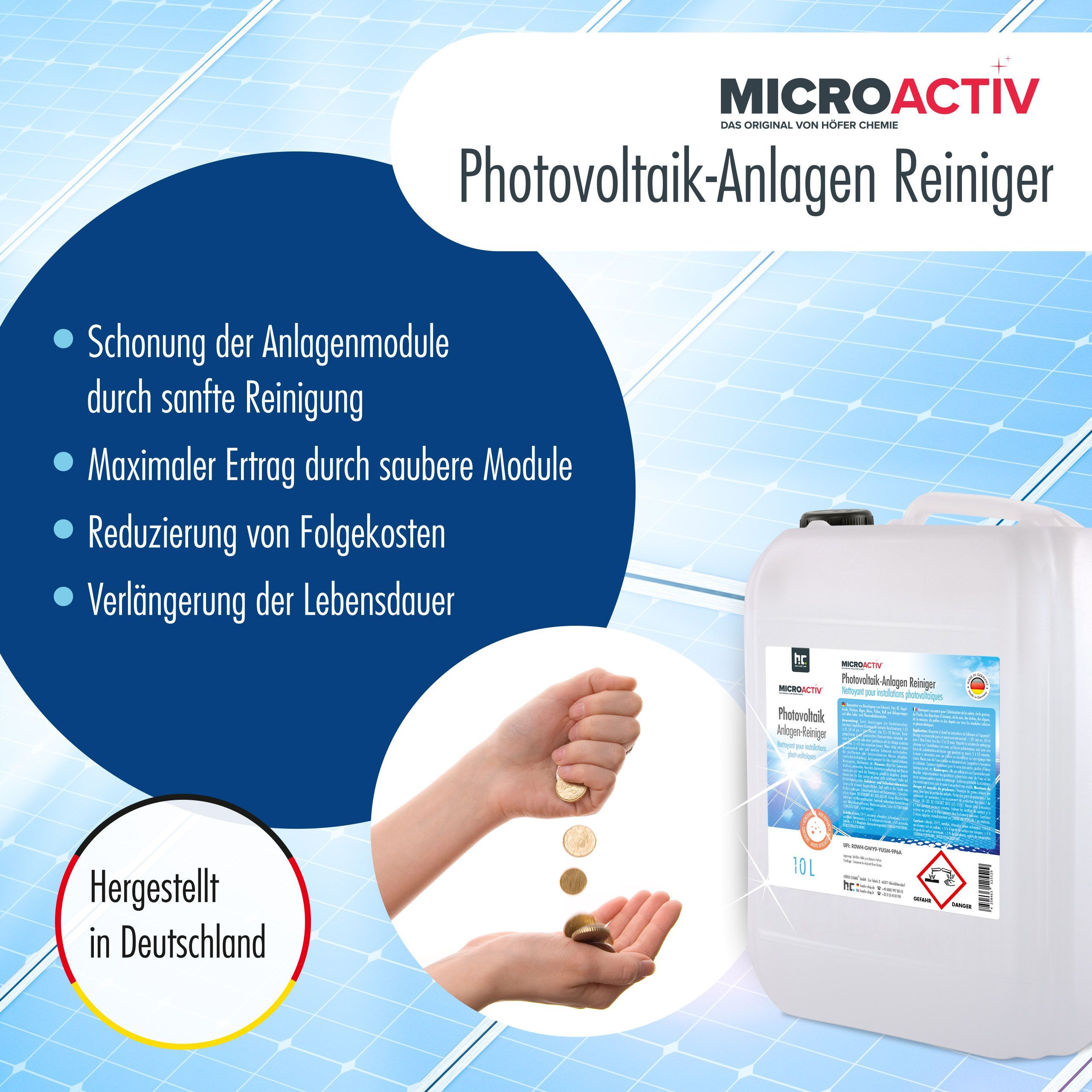 10 L Microactiv® Photovoltaik Anlagen Reiniger