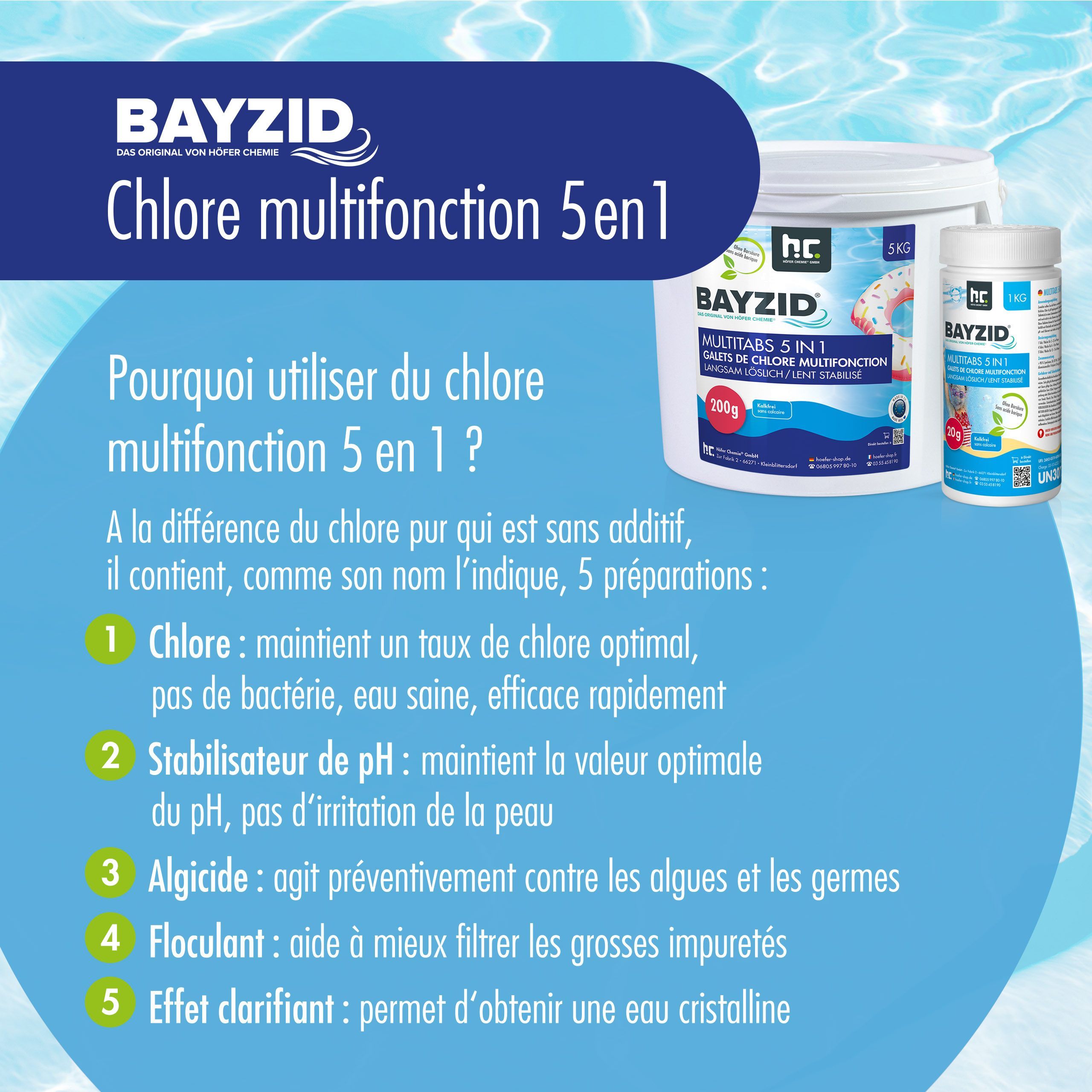 1 kg BAYZID® Multitabs 200g 5in1 für Pools