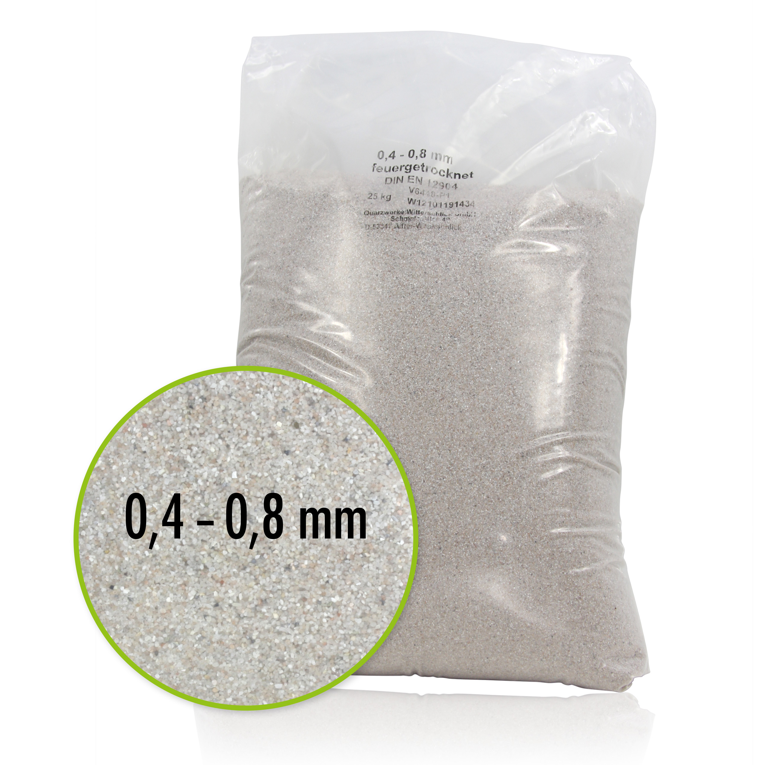 25 kg Premium Quarzsand Filtersand 0,4 - 0,8 mm