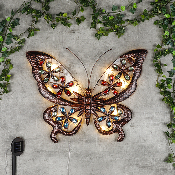 LED Solar Wandlicht Schmetterling