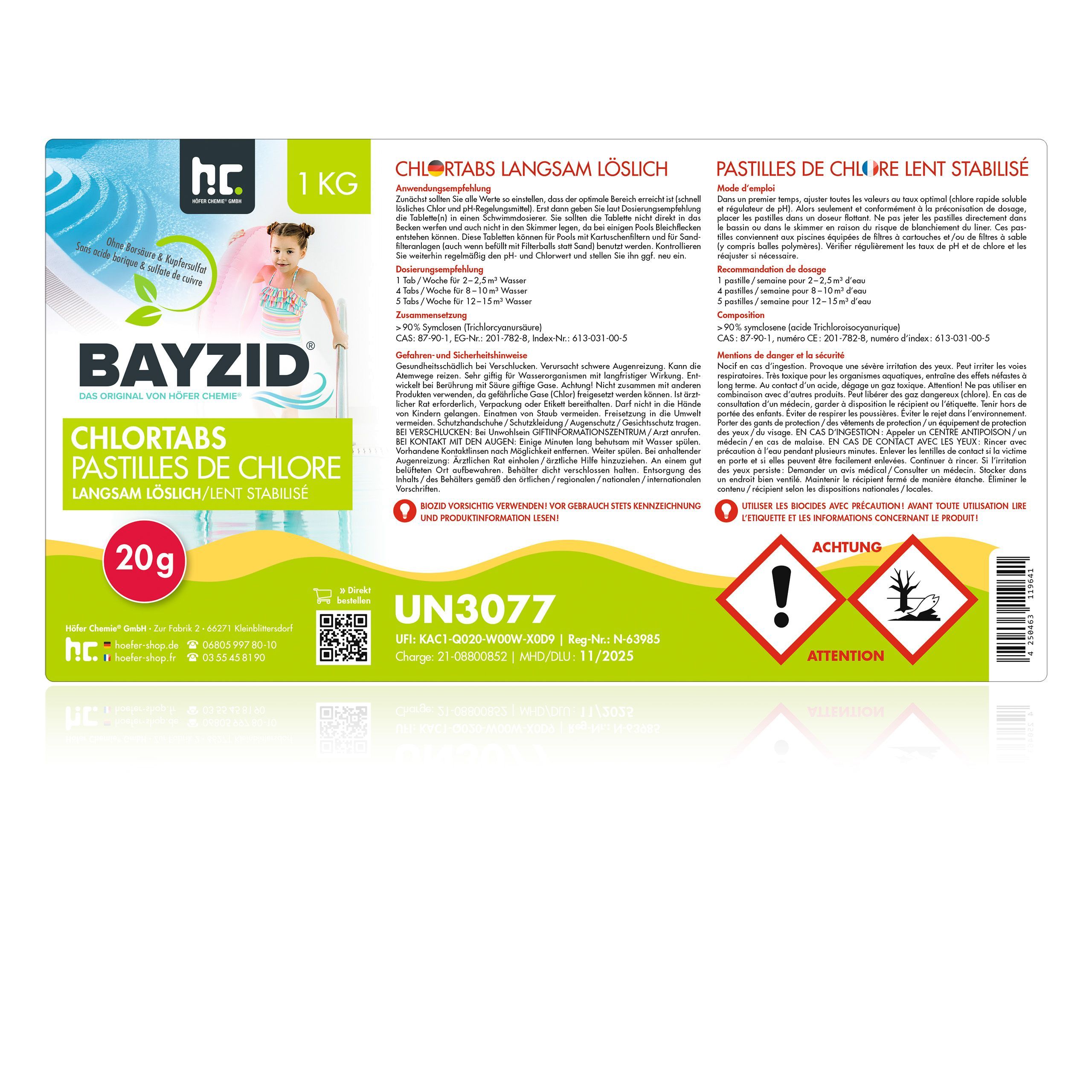 1 kg BAYZID® Chlortabs 20g langsam löslich