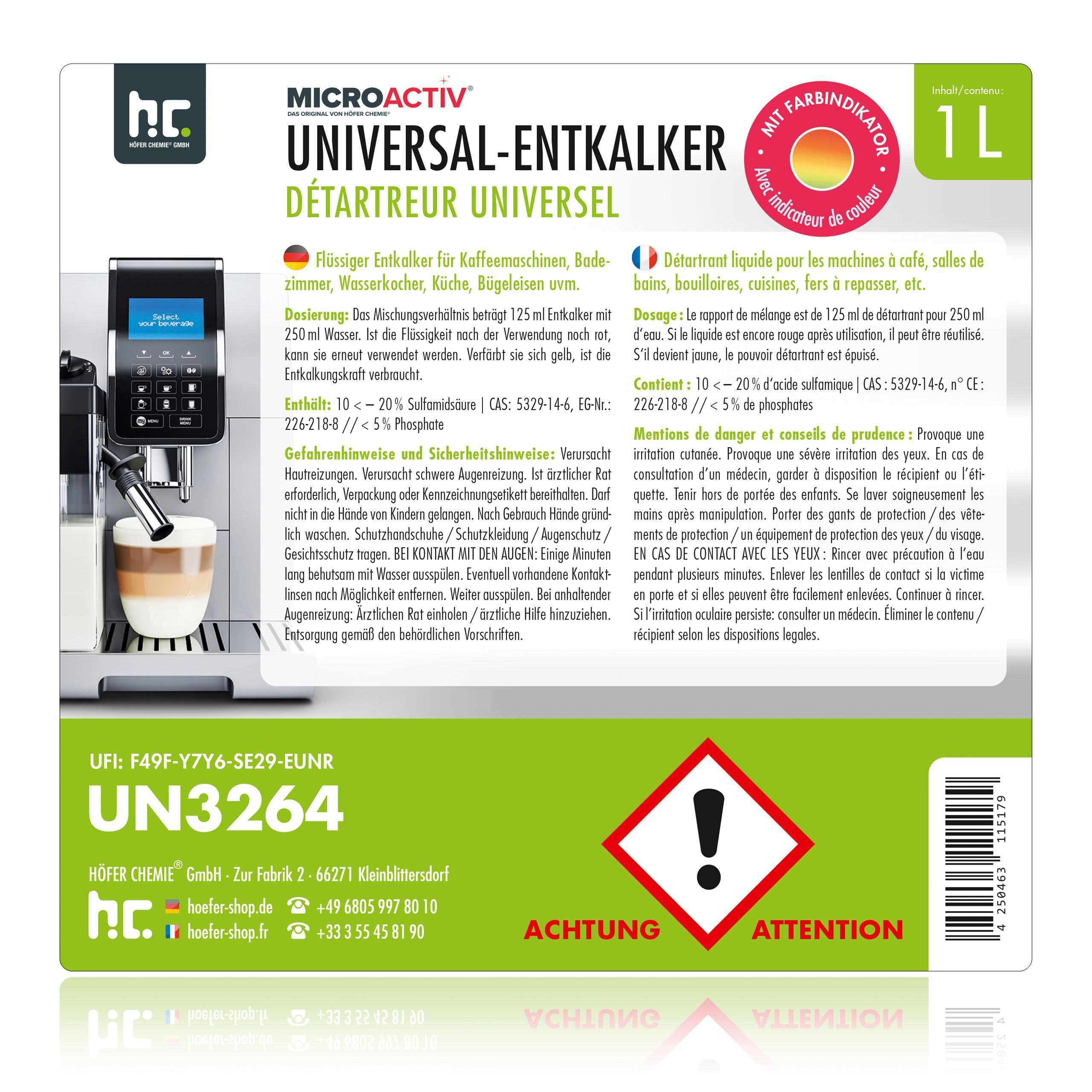 1 L Microactiv® Universal Entkalker mit Farbindikator