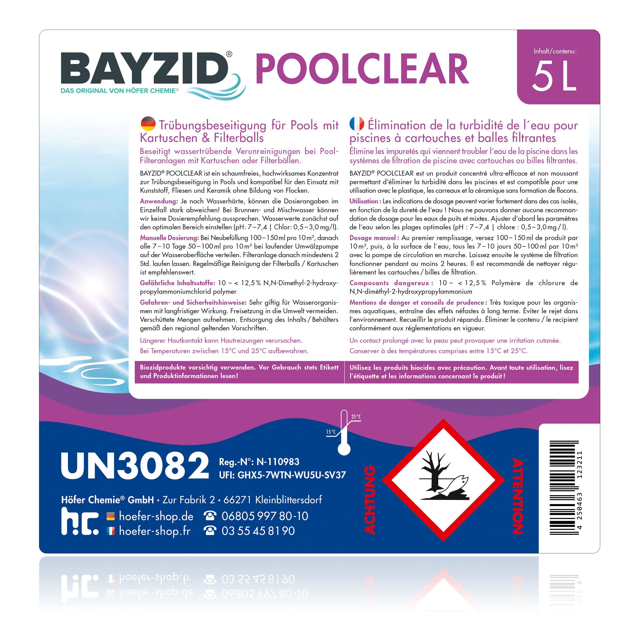 5 L BAYZID® Poolclear - Trübungsbeseitigung für Pool-Filter mit Kartuschen & Filterballs