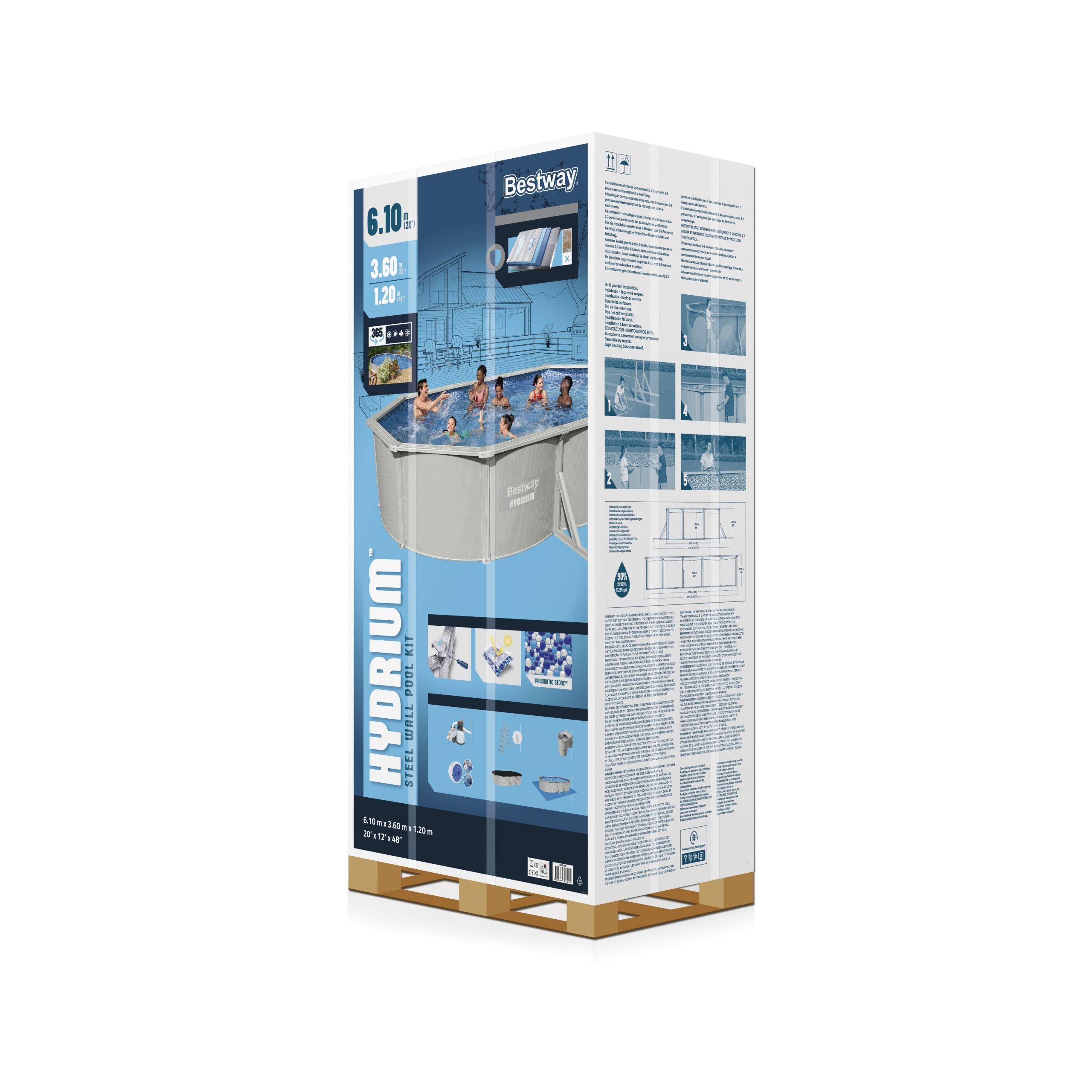 Hydrium™ Stahlwandpool Komplett-Set mit Sandfilteranlage 610 x 360 x 120 cm