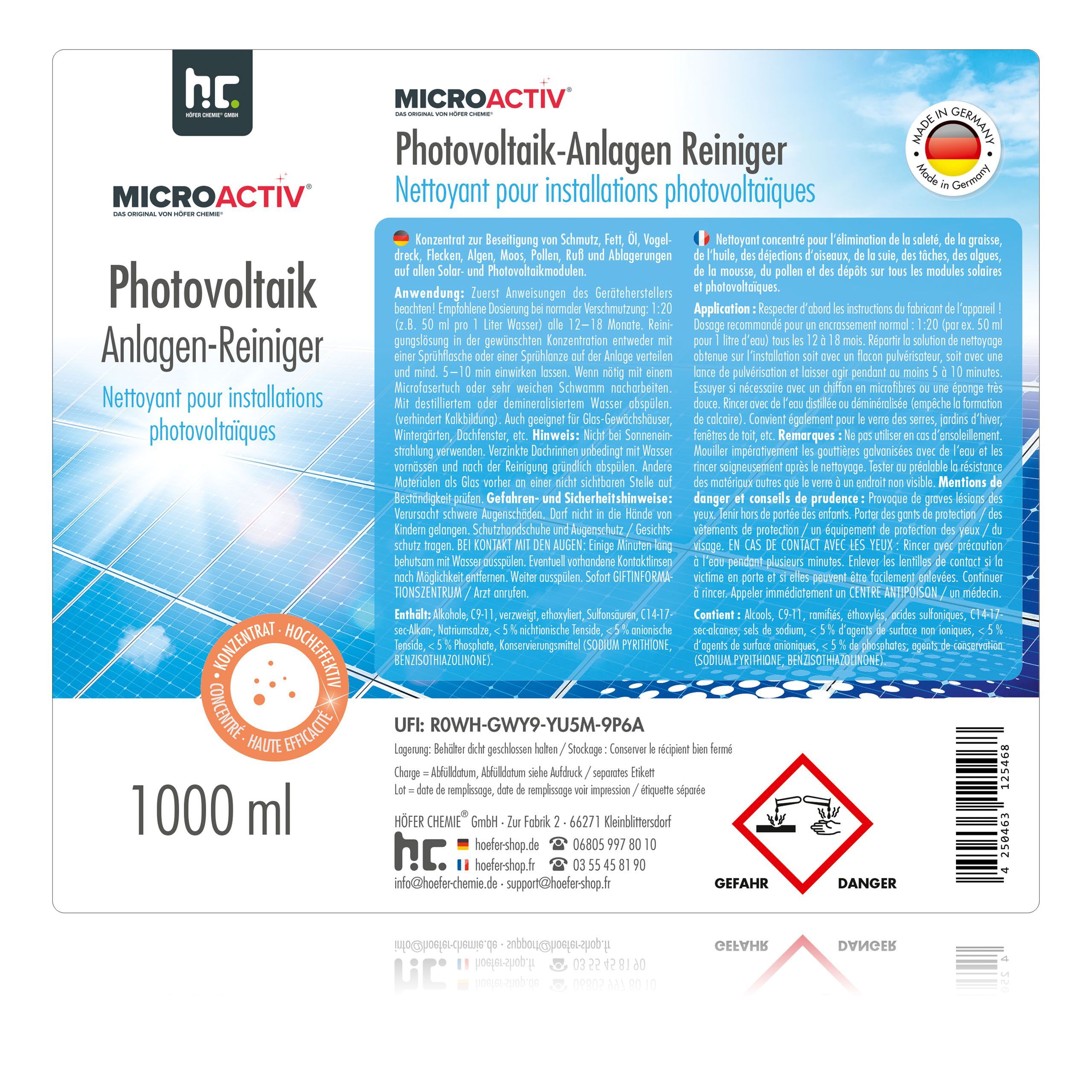 1 L Microactiv® Photovoltaik Anlagen Reiniger