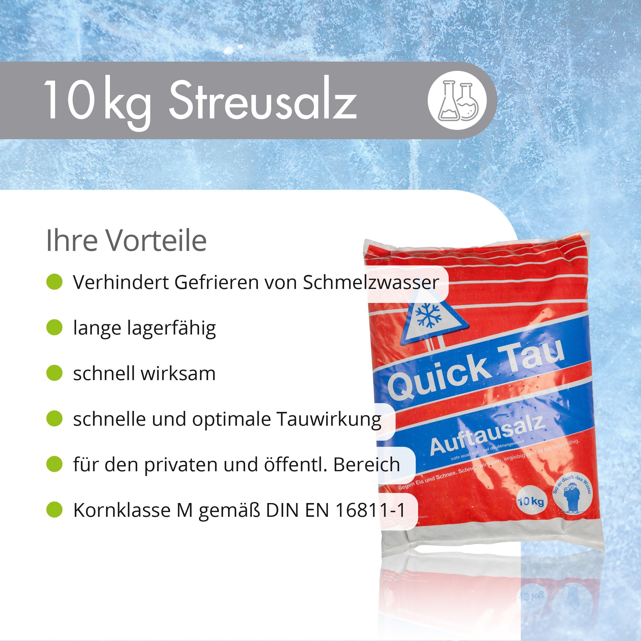 10 kg Streusalz Kornklasse M gemäß DIN EN 16811-1