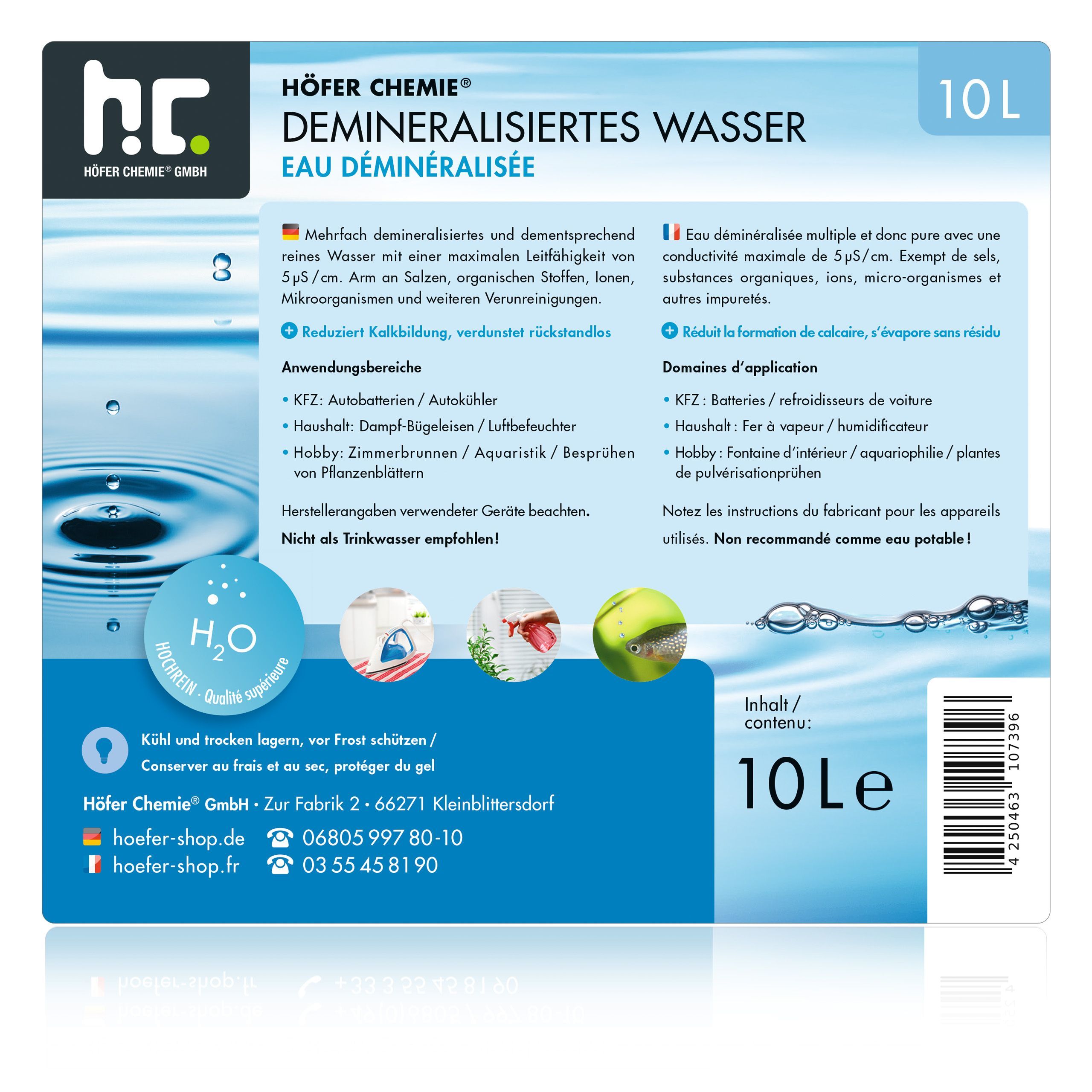 10 L Demineralisiertes Wasser