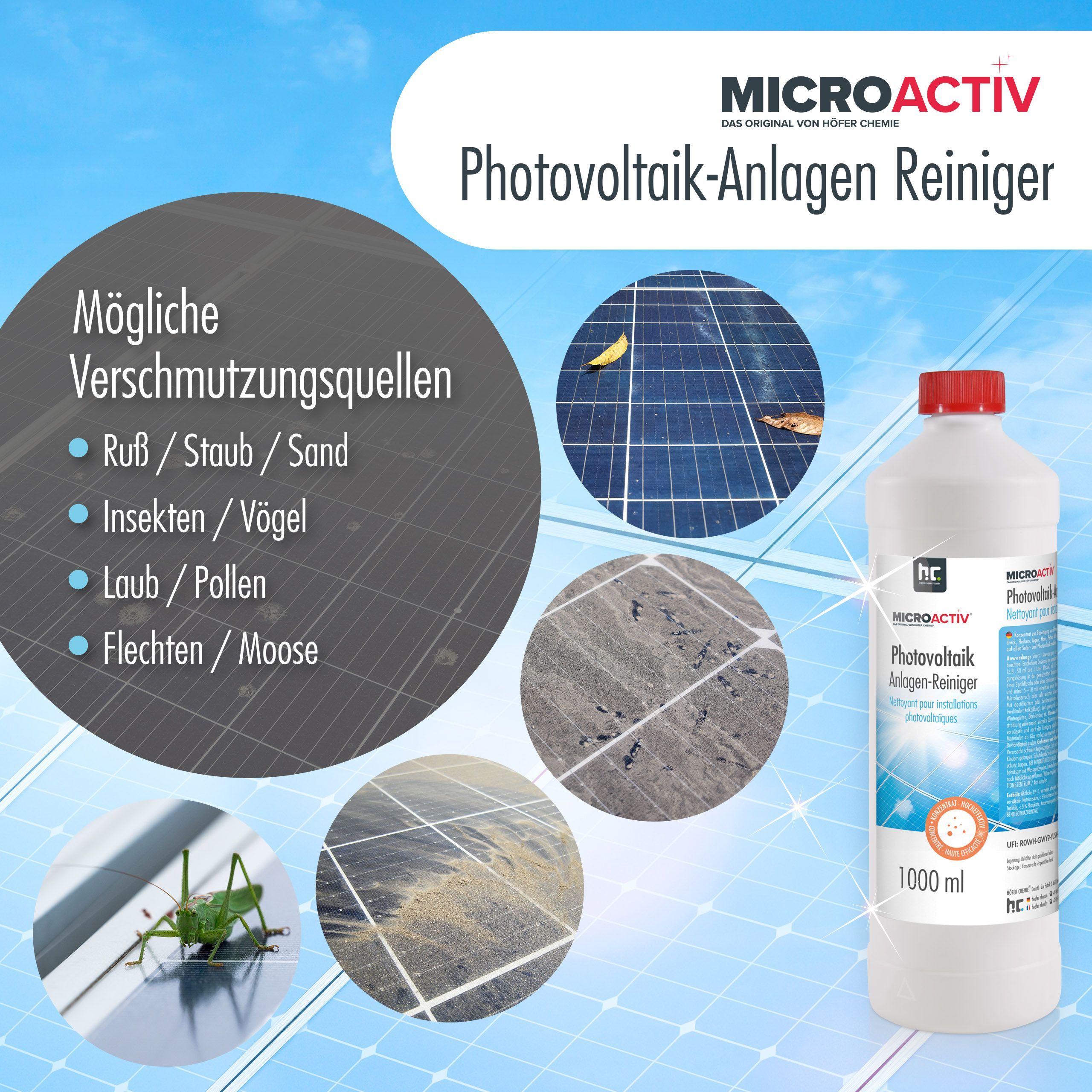 1 L Microactiv® Photovoltaik Anlagen Reiniger